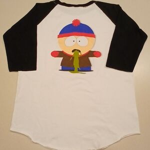 Vintage South Park Stan Vomiting Cartoon Baseball Shirt Men L Comedy Central TV
